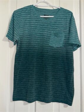 Boys teens size XL 14/16 shirt Teal Striped V-Neck Pocket Tee top baileys pt